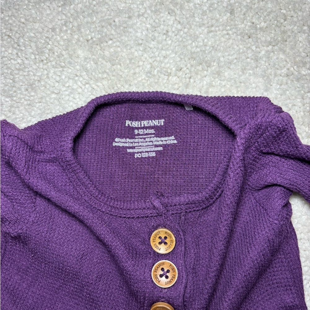 Posh Peanut Violet Waffle Knit Long Sleeve Baby Romper - Picture 8 of 10